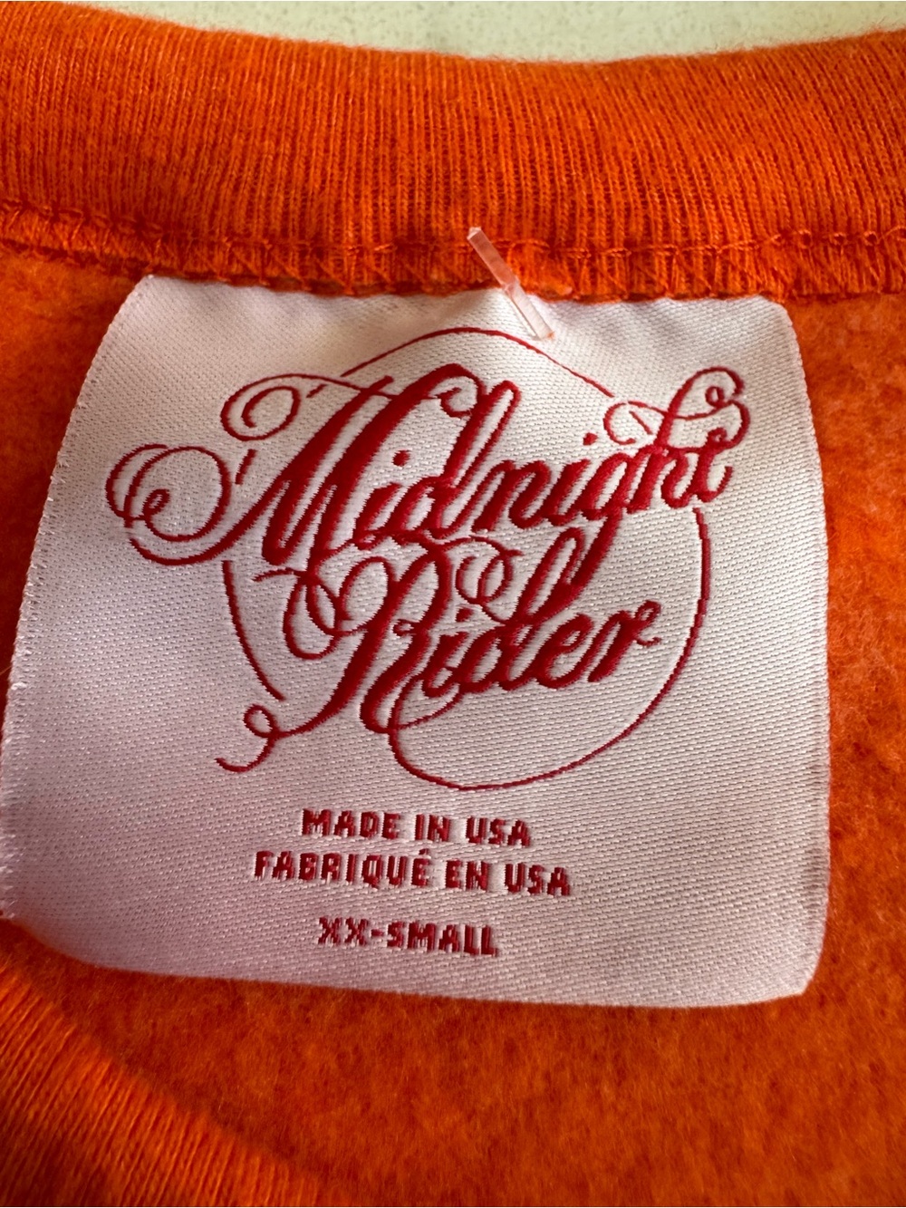 Midnight Rider Orange Crewneck Sweatshirt with Script Label - Picture 4 of 6